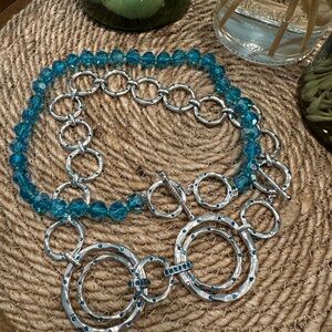 Heidi Daus New Wave 2-piece Silver and Blue Crystal Necklace Set
